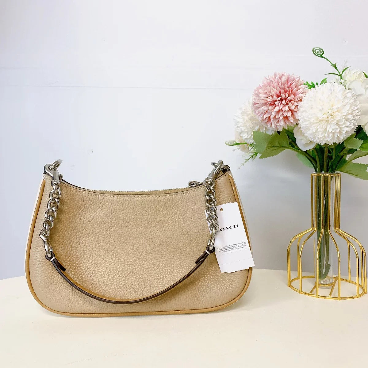 CA173 Sandy IN Shoulder Bag Multi Coach Silver In Beige Teri Colorblock