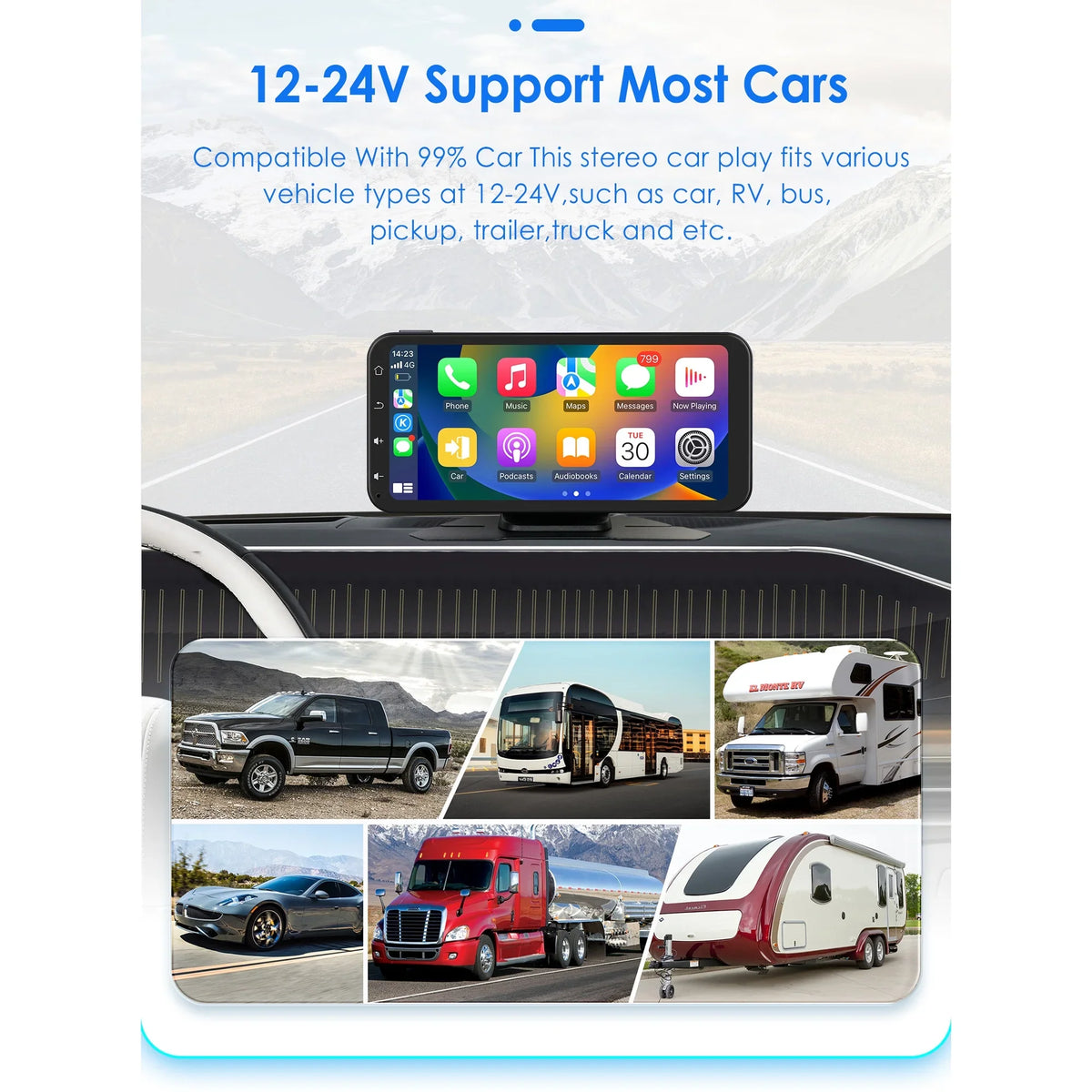 Touchscreen 360° Navigation Auto Ossuret Wireless Camera Carplay Radio 6.25" Car Support  Android Receiver Adjustable Bluetooth Backup GPS Audio With Stereo