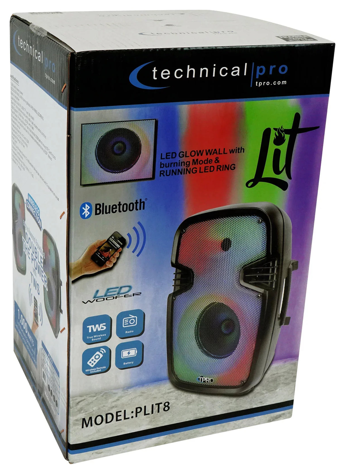 (2) Link Technical 8" Bluetooth Portable Pro LED Party Speakers+Wireless PLIT8