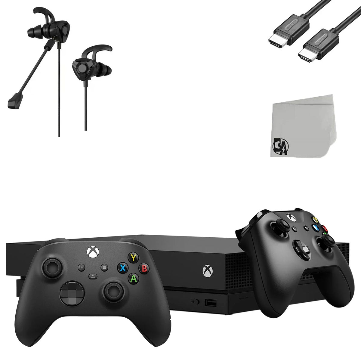 Gaming Bundle AXTION Earbuds (Refurbished: One BOLT Xbox 2 Pre-Owned Console Black Controller Microphone Microsoft X New) + G9 With Like 1TB With