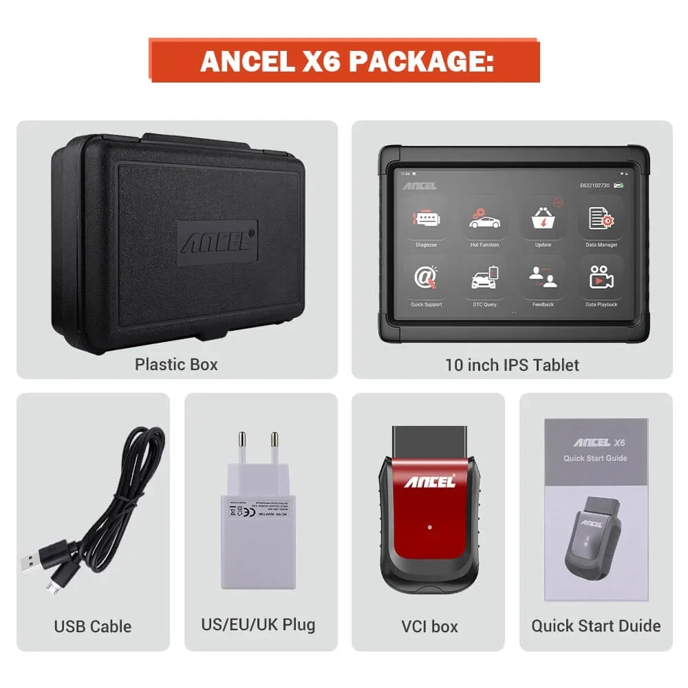 Live Diagnostic Car Services OBD All OBD2 ANCEL Diagnostic Code Scanner VIN X6 Automotive Scan Automotive Auto Reader Scan 10 Tablet System Reset Data Scanner Bi-direactional EOBD Tool Bluetooth Car
