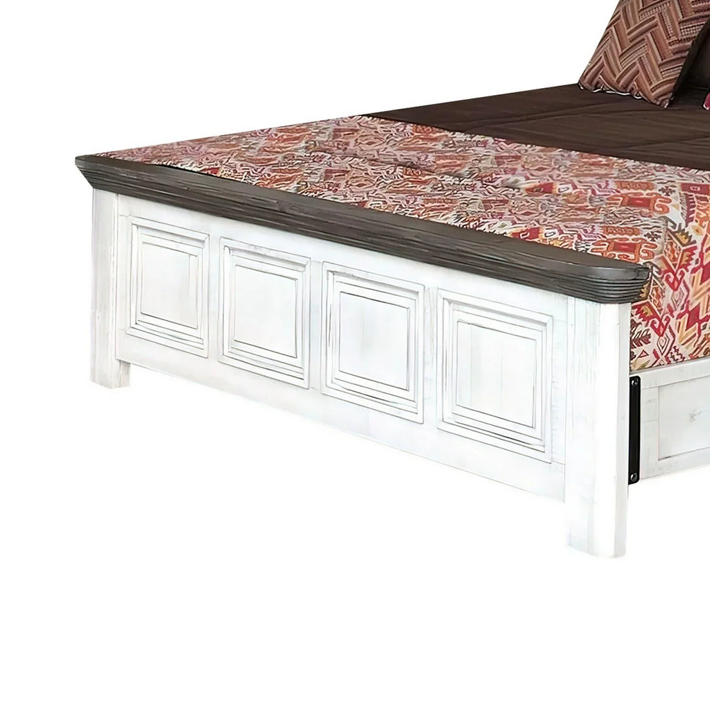 Feyi Size Footboard, Headboard Bed, Rustic Gray Benjara Clean White, Queen and