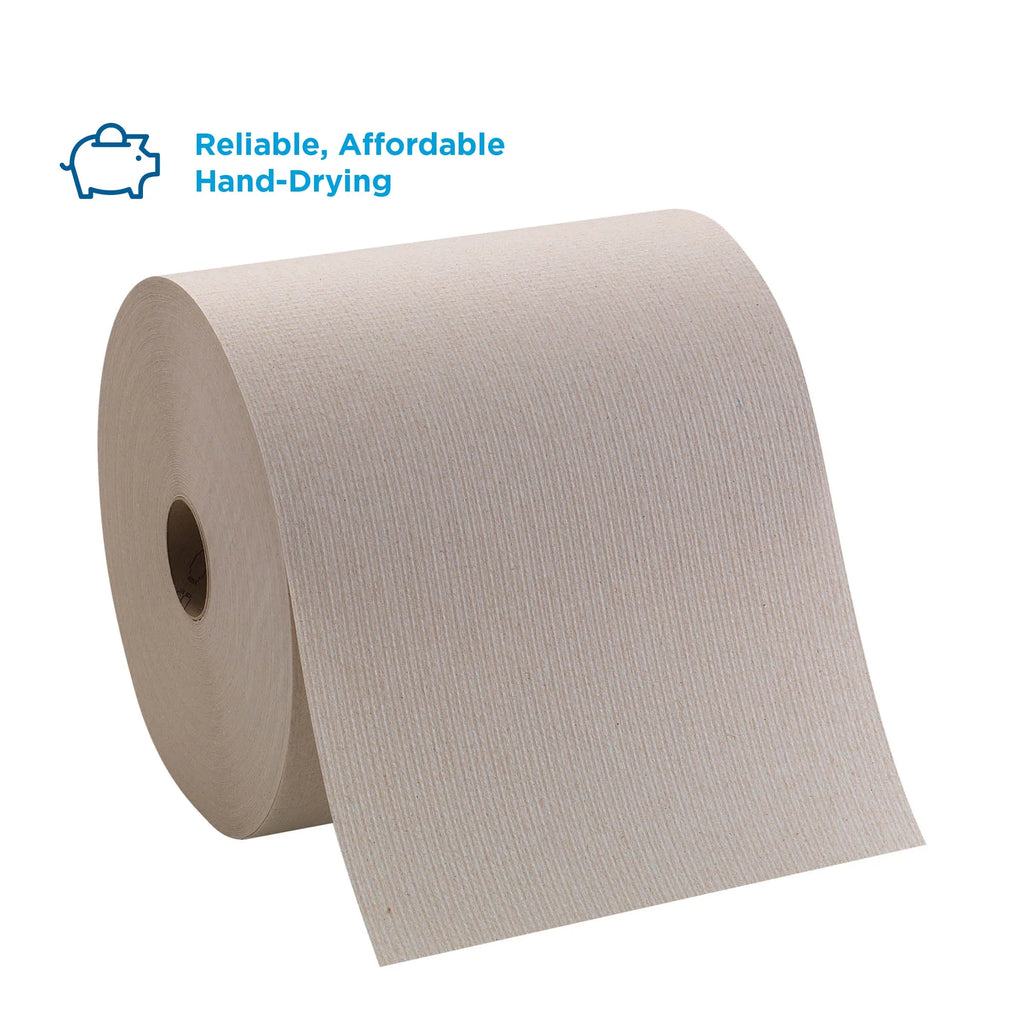 Count 6 Pacific Paper 26301, Recycled Towel Brown, Basic™ Blue Rolls, Hardwound (800 Feet/Roll)