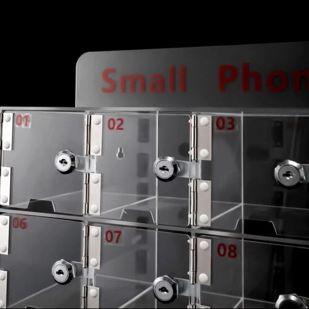 Phone Cellphone Locker Acrylic Thickened w/ Slots 20 Clear Storage Keys Cell Box