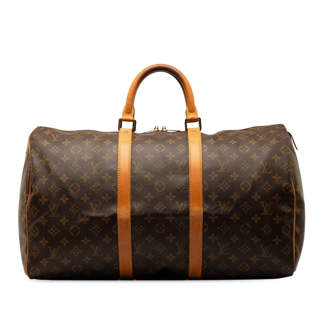 Bag 50 Travel Canvas Unisex Brown (Good) Vuitton Authenticated Monogram Keepall Pre-Owned WeekenderBag Louis