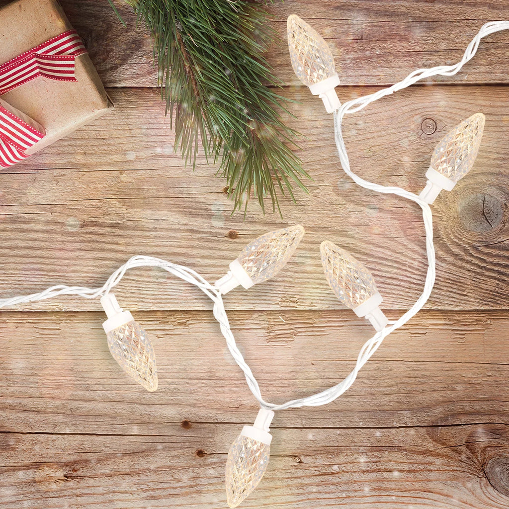 '- Wire LED White C9 Count ft Northlight Warm White 100 Faceted Christmas 41 Lights