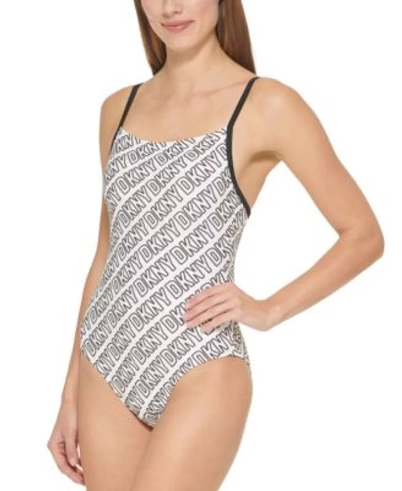 Swimsuit, US Logo-Print WHITE/BLACK X-Large DKNY One-Piece