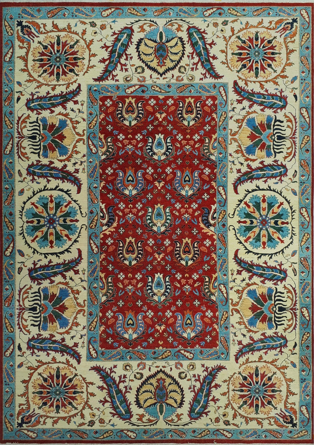 Red/Ivory 9'9" Rug, x Aria 13'9" Matias