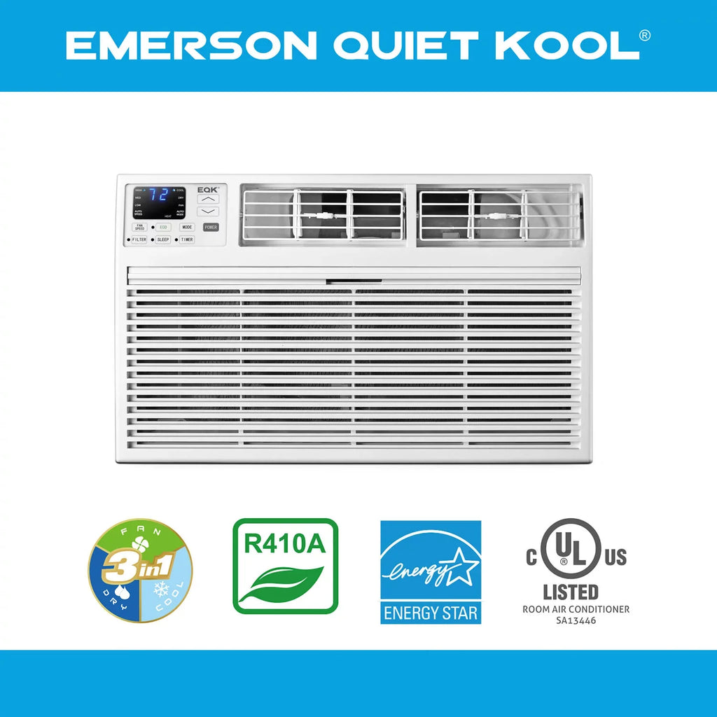 with Through-the-Wall Kool Remote, BTU 8,000 115-Volt Quiet Conditioner White Emerson Air