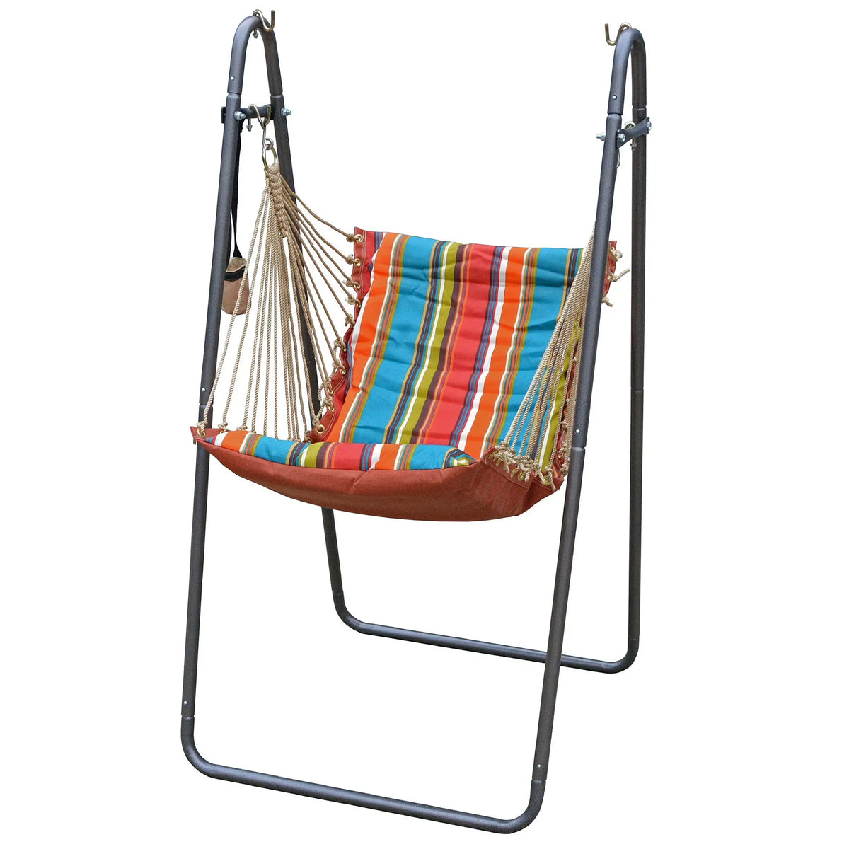 Blue Orange Polyester Chair 64" Hamptons The Collection with Stand and Comfort Soft Hammock