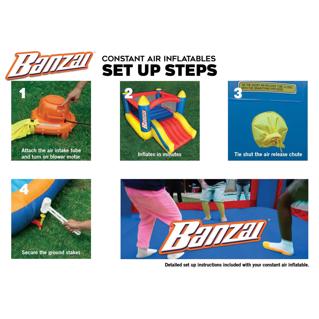 Set Slides 2 with Fun Blower N’ and House Slide Complete Bounce Banzai Air