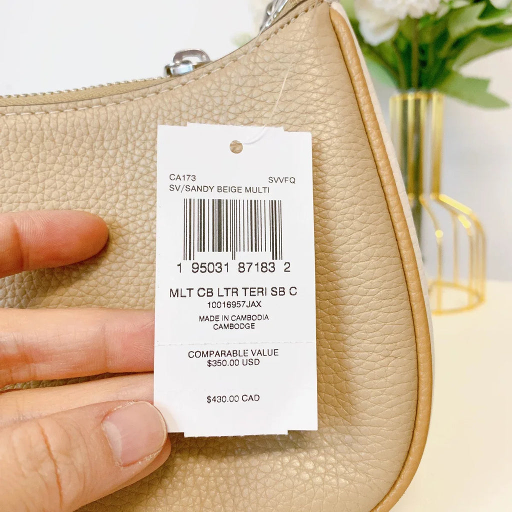 CA173 Sandy IN Shoulder Bag Multi Coach Silver In Beige Teri Colorblock