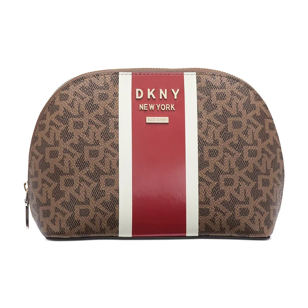 Cosmetic Whitney – Brown/Red Logo Pouch DKNY
