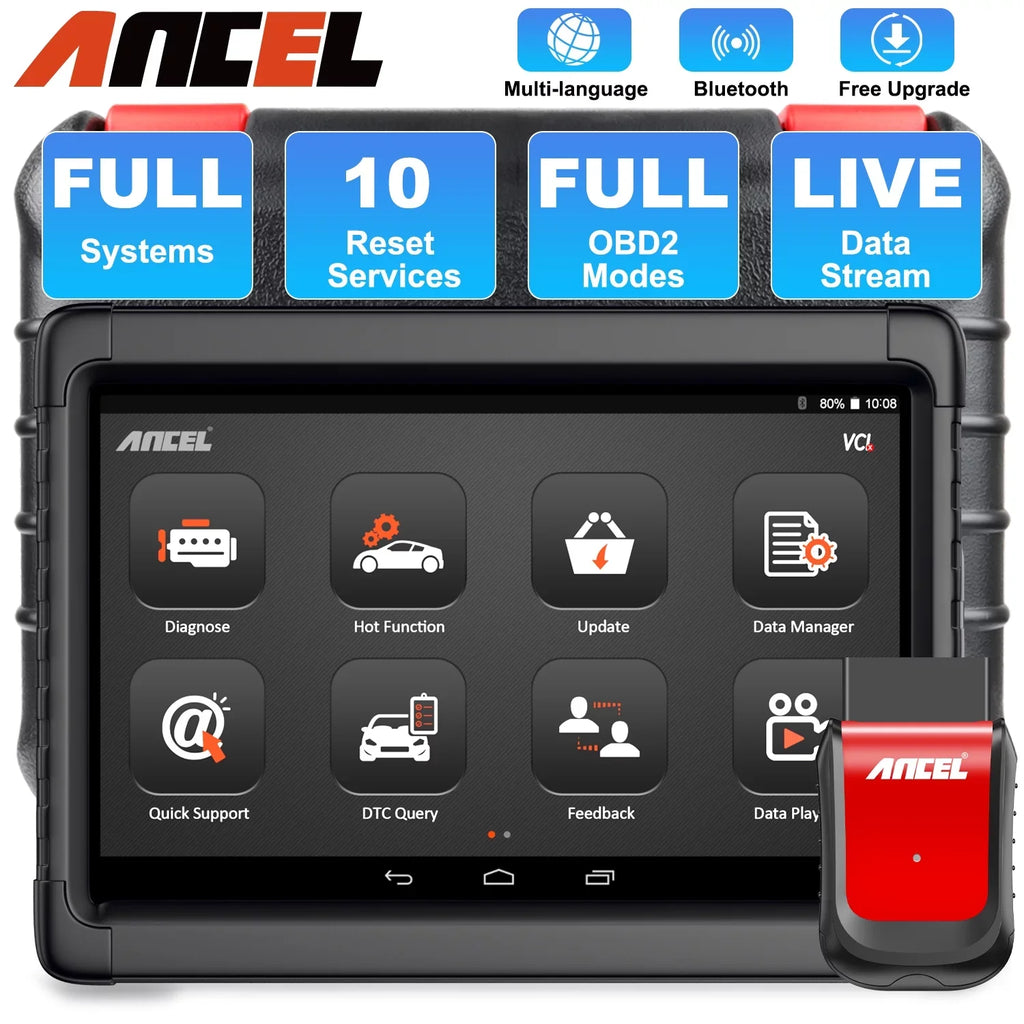 Live Diagnostic Car Services OBD All OBD2 ANCEL Diagnostic Code Scanner VIN X6 Automotive Scan Automotive Auto Reader Scan 10 Tablet System Reset Data Scanner Bi-direactional EOBD Tool Bluetooth Car