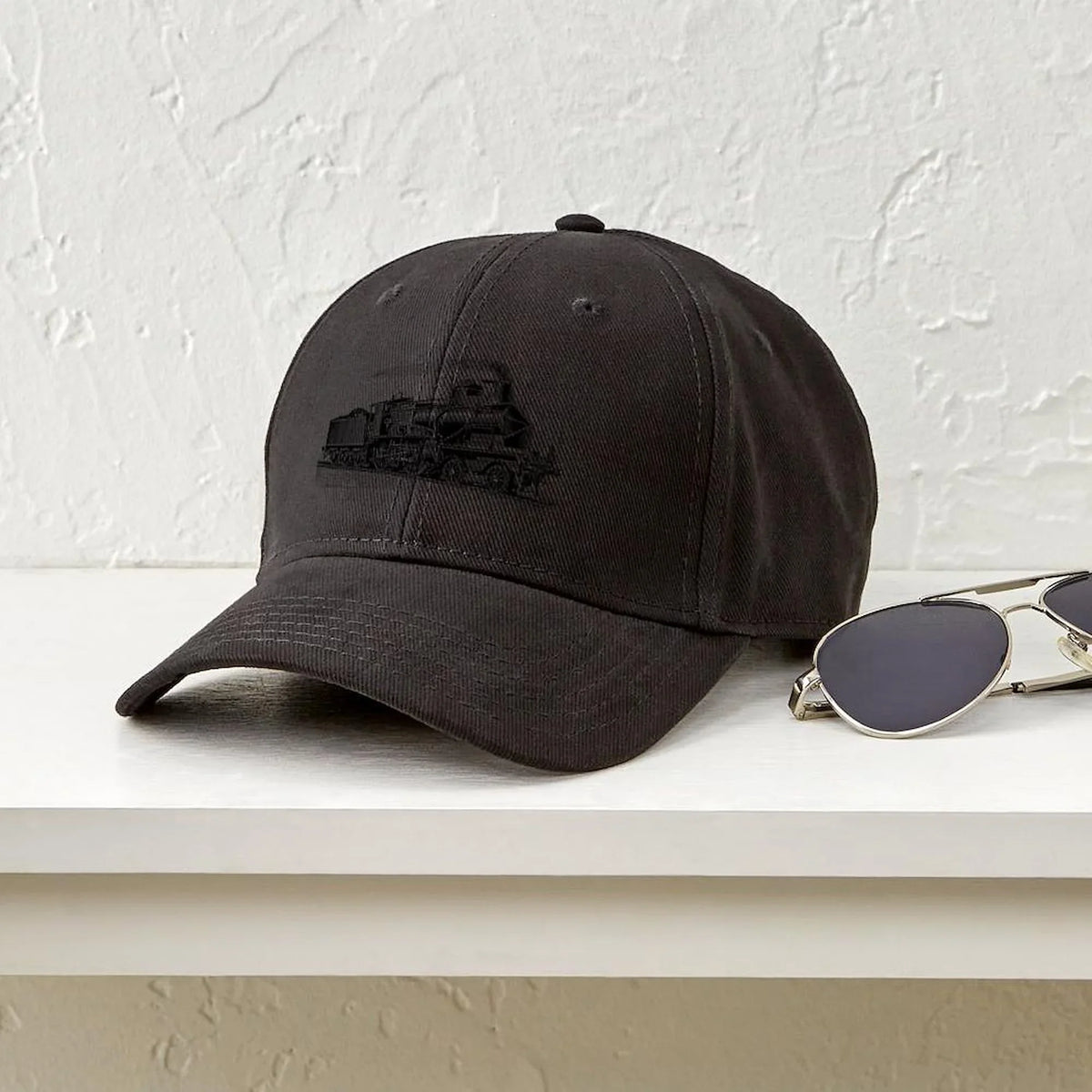 Black - TRAINS Canvas Hat Baseball VINTAGE - Cap Black Adjustable CafePress Cotton Printed