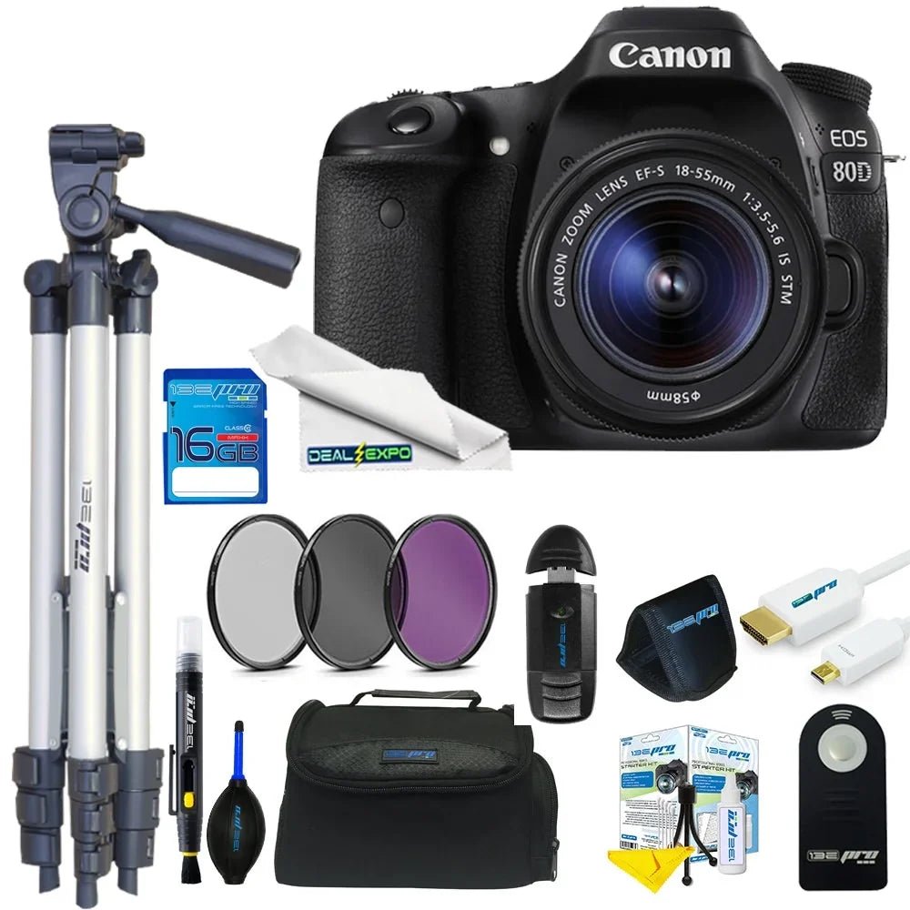 Lens 80D Canon Kit with Expo EOS Basic DSLR 16GB 18-55mm Camera +
