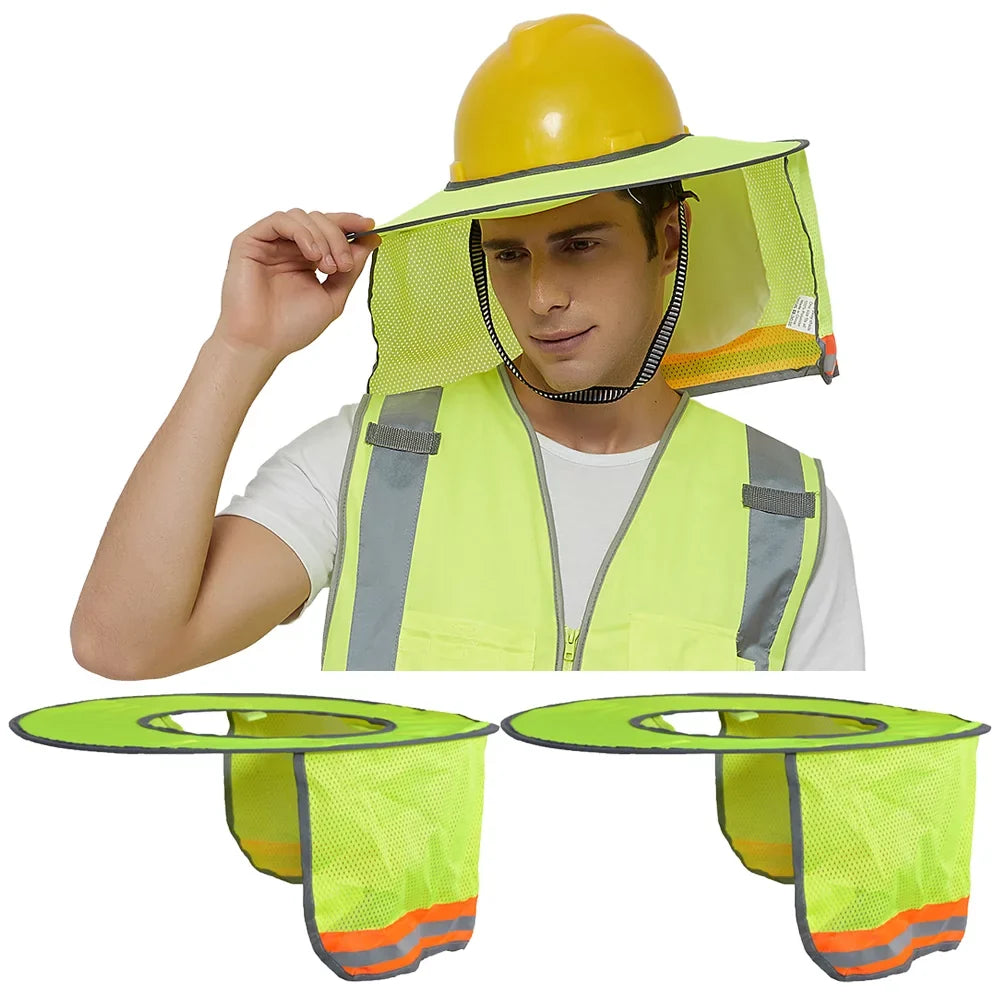 High Pack Full Mesh Sun Neck Shield Visibility Hat with Brim Toptie 3 Visor, Shield, Sunshade Hard