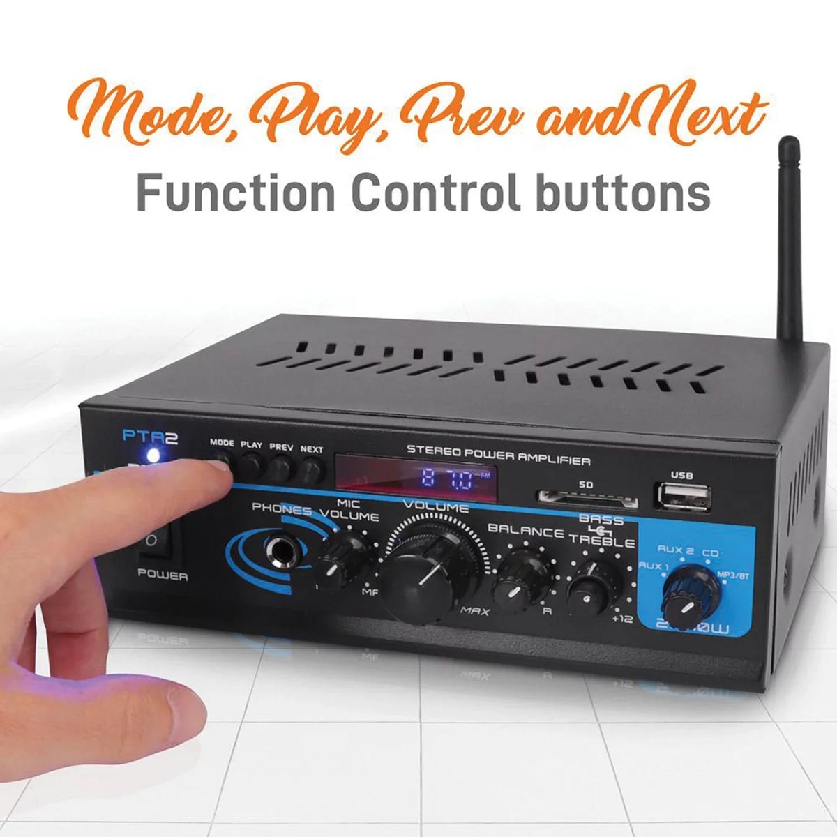 with 40W Amplifier Power 2 x Bluetooth Pyle Home Mini Remote Stereo Control PTA2