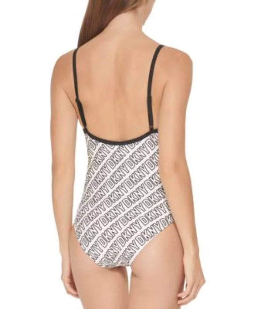 Swimsuit, US Logo-Print WHITE/BLACK X-Large DKNY One-Piece
