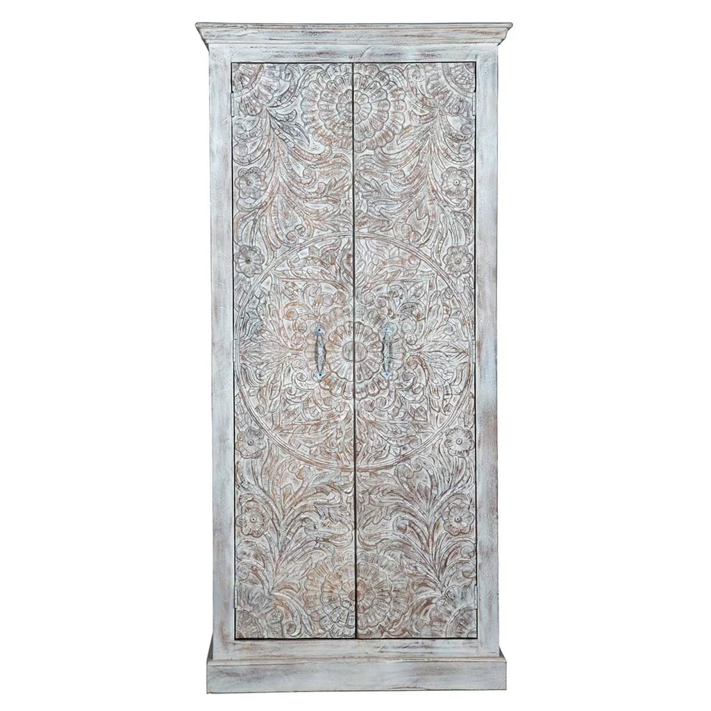 Wardrobe Maadze Chic Shabby White Carved