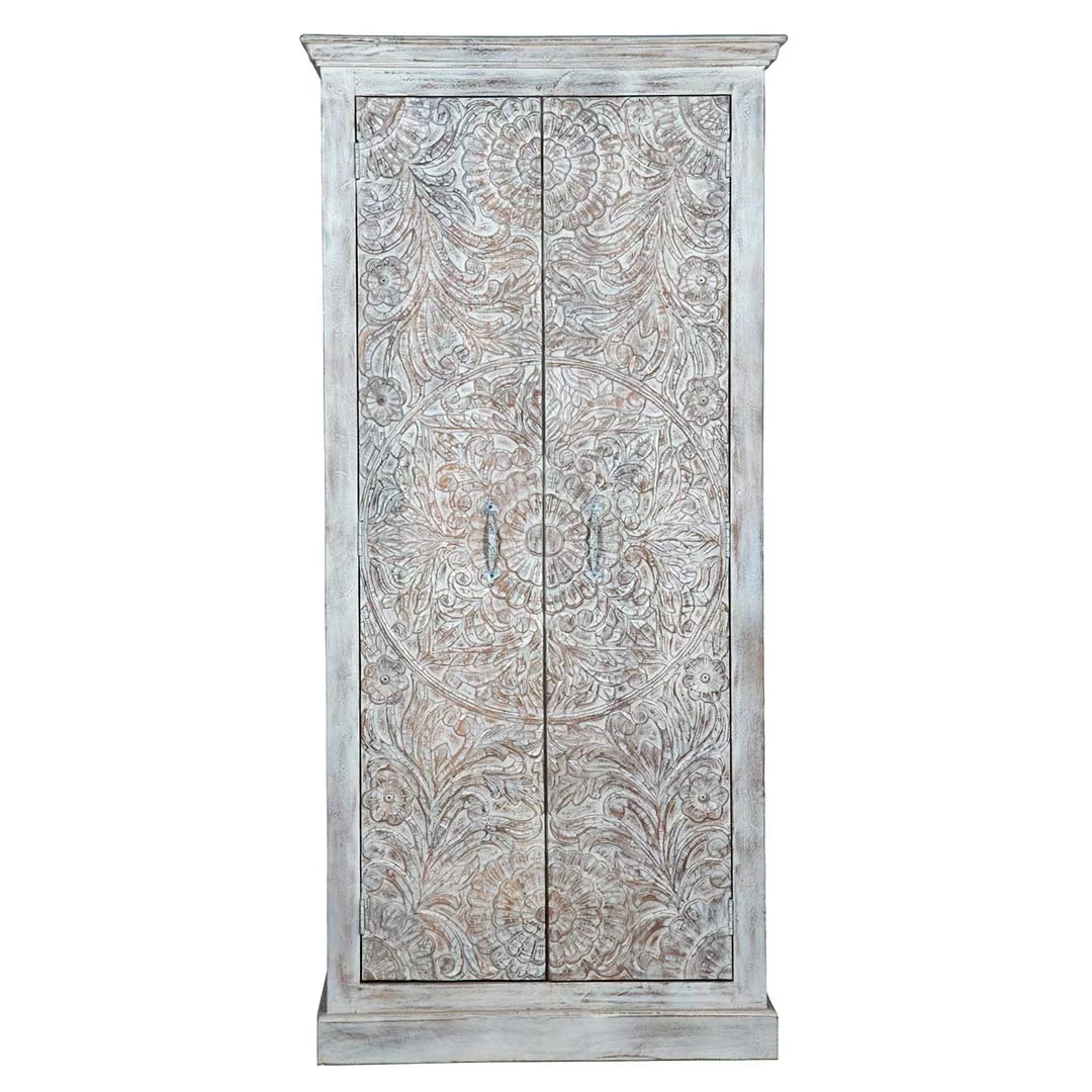 Wardrobe Maadze Chic Shabby White Carved