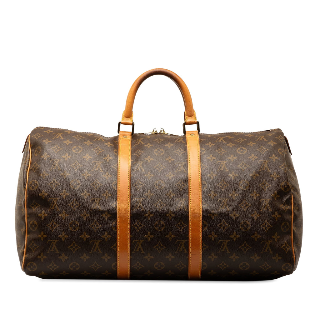 Bag 50 Travel Canvas Unisex Brown (Good) Vuitton Authenticated Monogram Keepall Pre-Owned WeekenderBag Louis