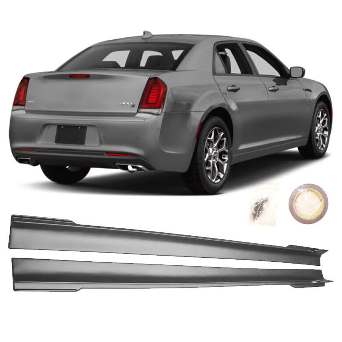 2PCS Matte 2011-2023 Side Extension Chrysler 300 Black NINTE for Panel Skrits Rocker