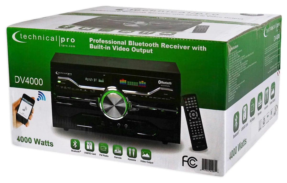 Home DVD Technical Ceiling Pro 8" LED Speakers DV4000 Blue Receiver+(2) Theater