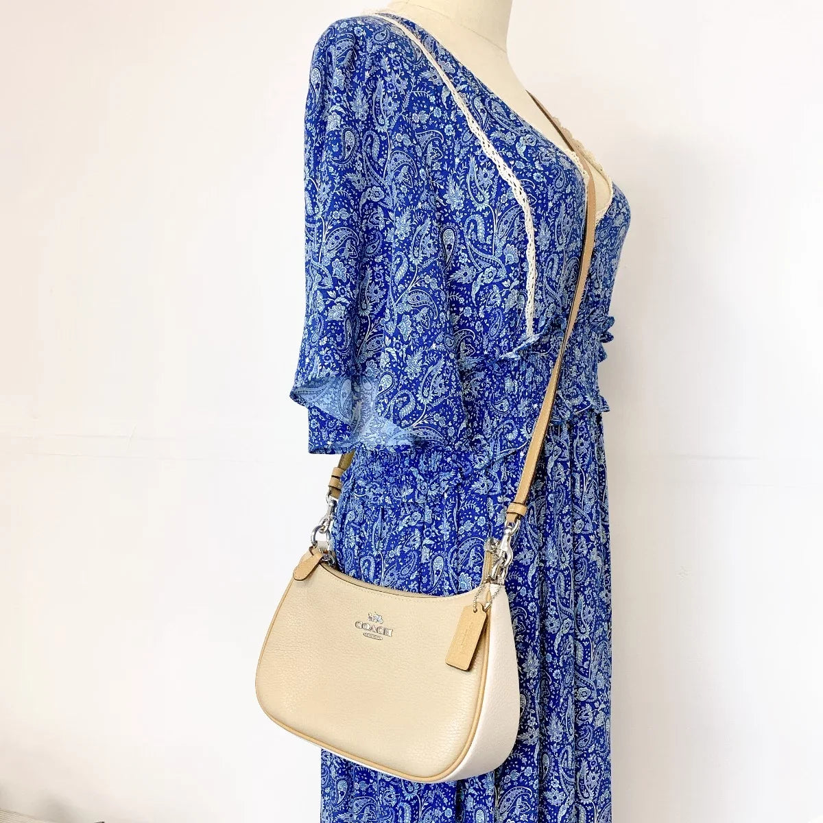 CA173 Sandy IN Shoulder Bag Multi Coach Silver In Beige Teri Colorblock