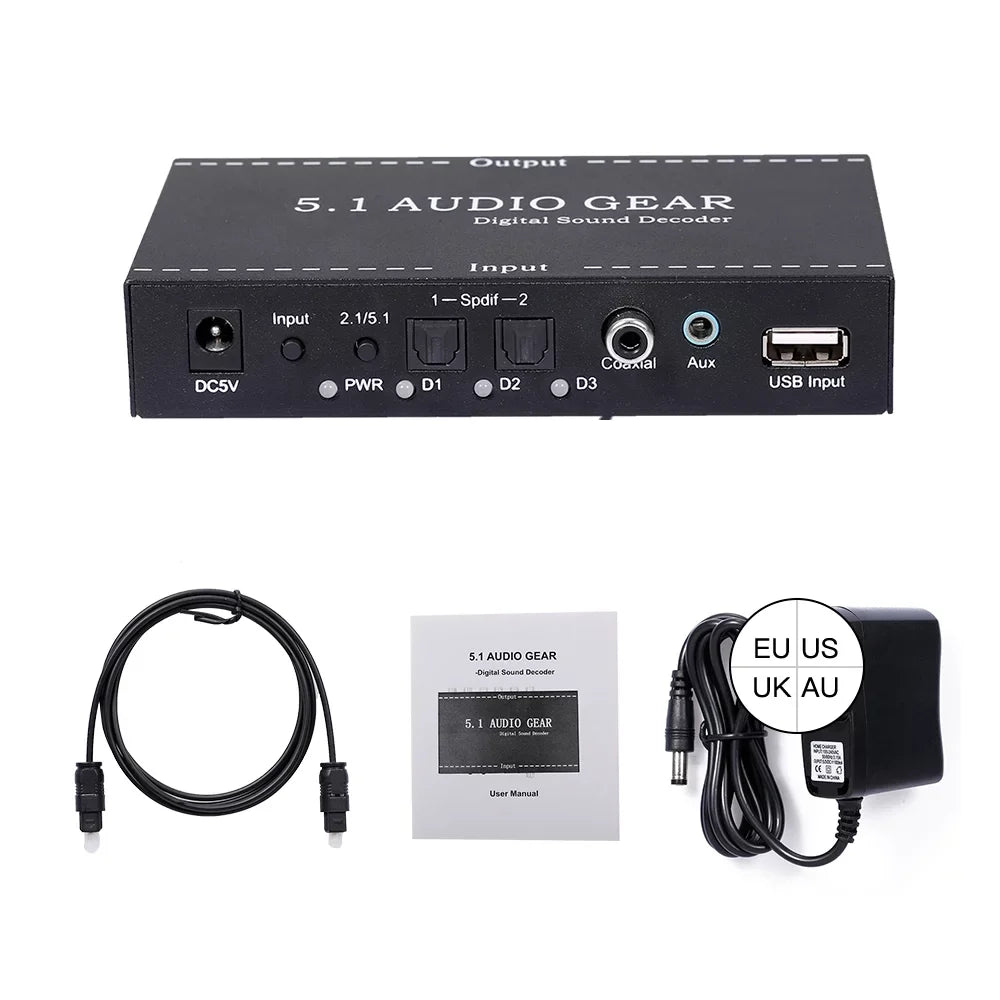 Output Dolby Digital Audio Dts Converter Ac-3 5.1 Plug Gear 3.5Mm Digital Audio Nk-A6L Support Sound Audio Decoder for