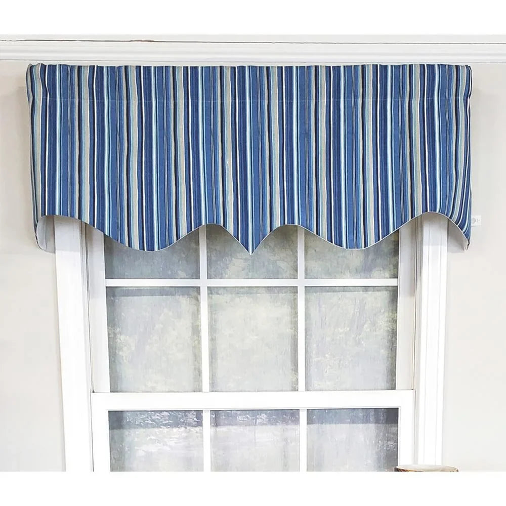 Valance Beach Window Home Stripe 17" Blue Regal Design 50" Modern Style x Classic RLF