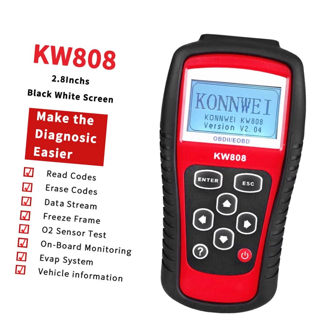 KW808 Reader EOBD OBDII Decoder and Auto Detection / Code Scanner Cars