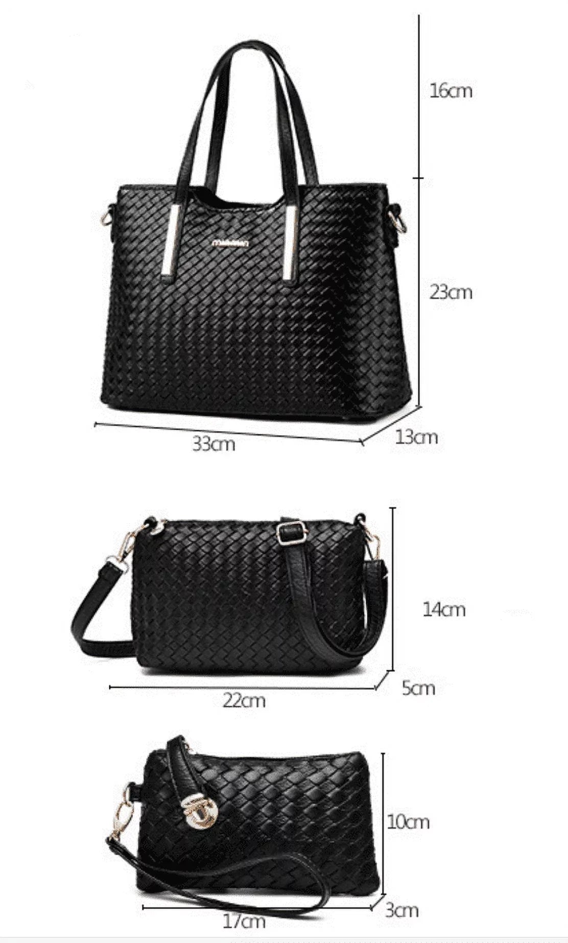 Pu Set Bag Pieces Set Leather Big Tote 3 Shoulder Handbag Weave Women Purse Smarit Capacity Bag Bags