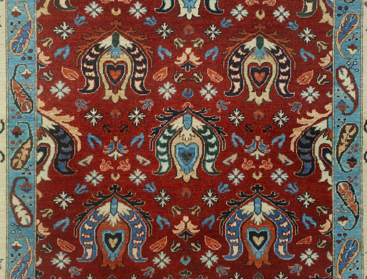 Red/Ivory 9'9" Rug, x Aria 13'9" Matias