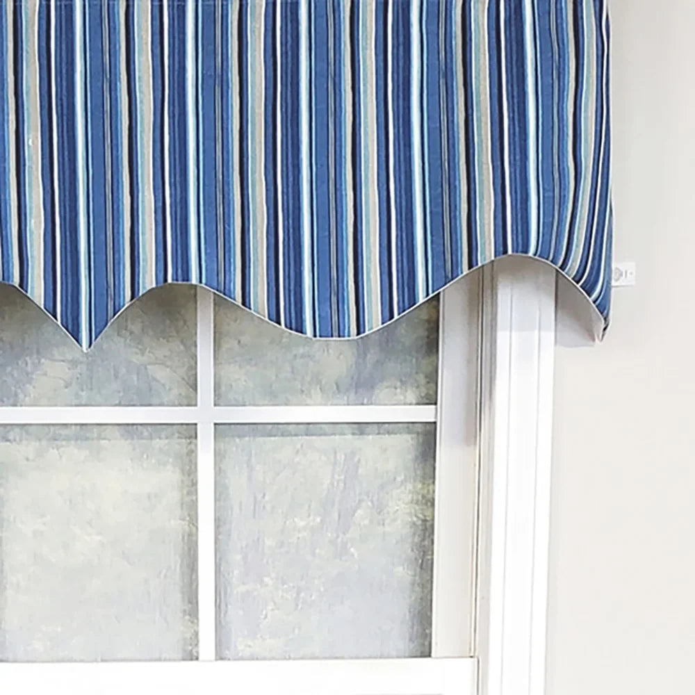 Valance Beach Window Home Stripe 17" Blue Regal Design 50" Modern Style x Classic RLF