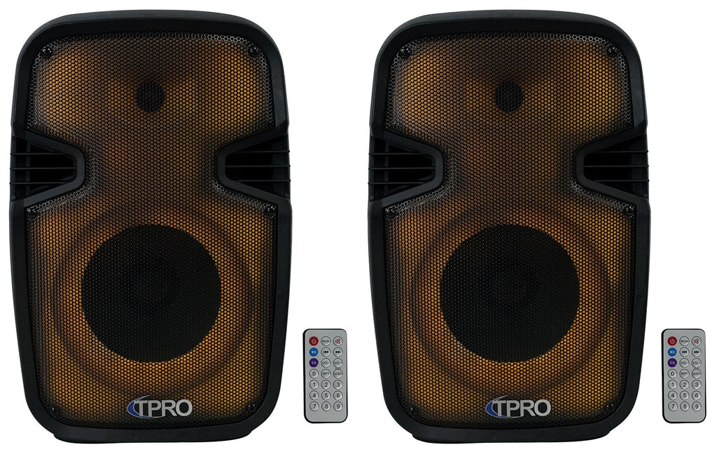 (2) Link Technical 8" Bluetooth Portable Pro LED Party Speakers+Wireless PLIT8