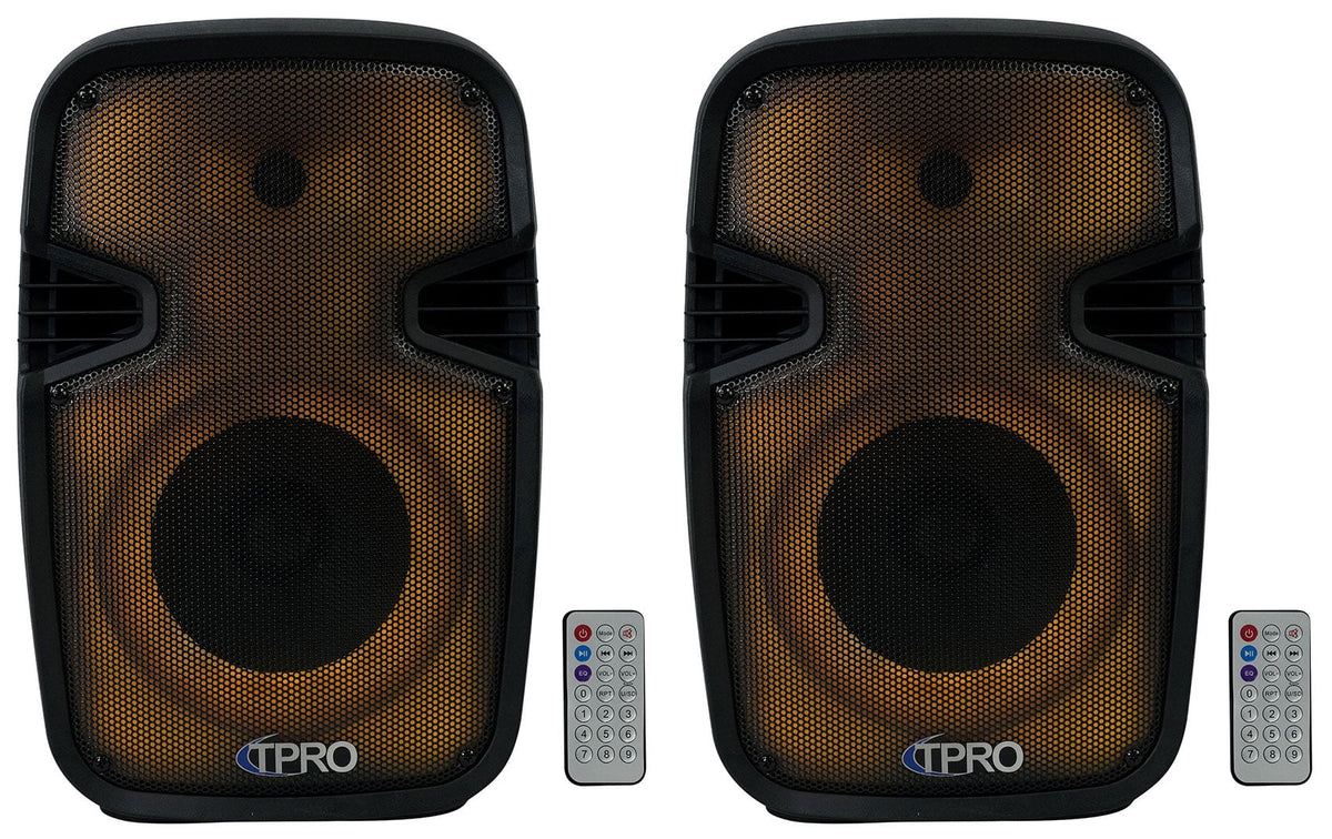 (2) Link Technical 8" Bluetooth Portable Pro LED Party Speakers+Wireless PLIT8
