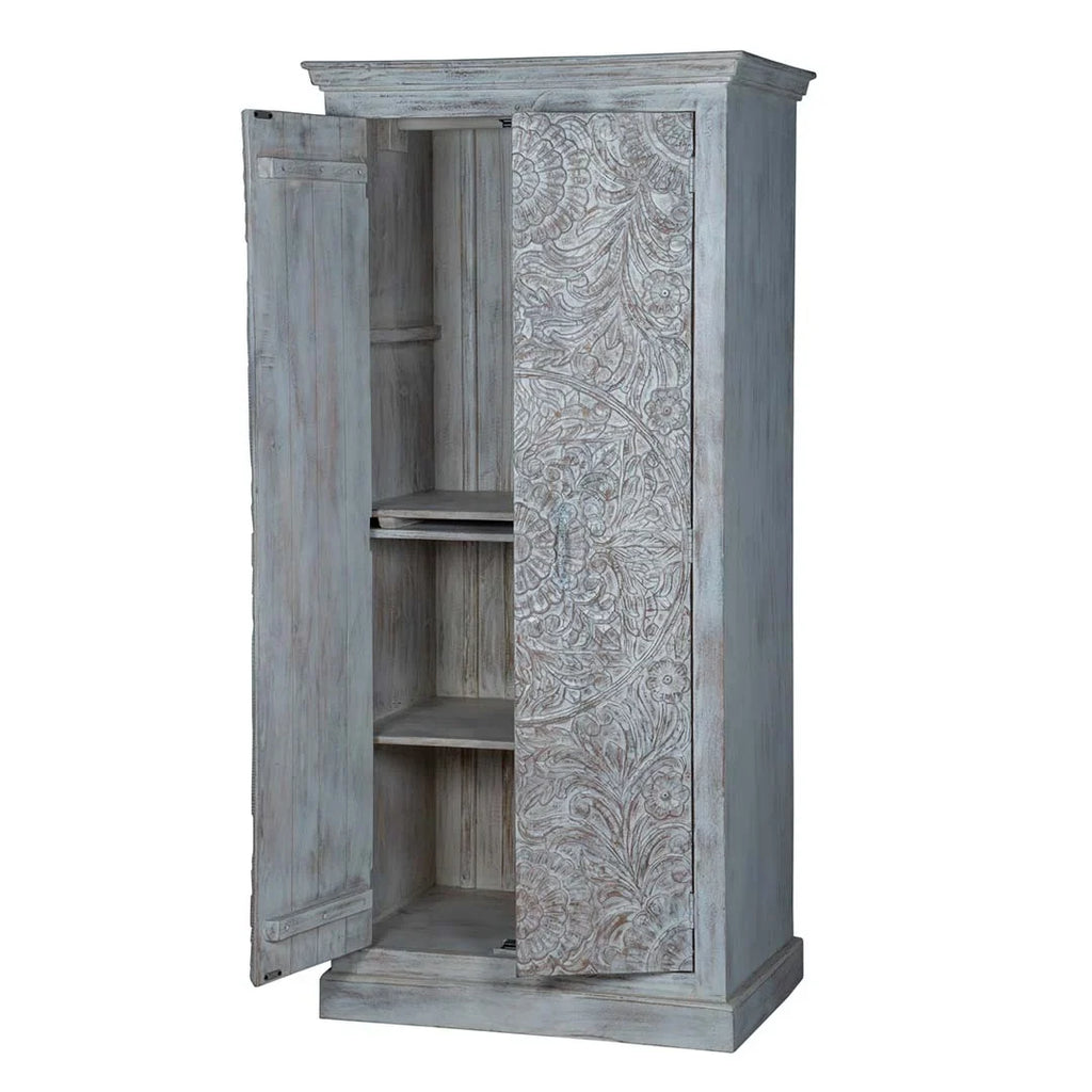 Wardrobe Maadze Chic Shabby White Carved