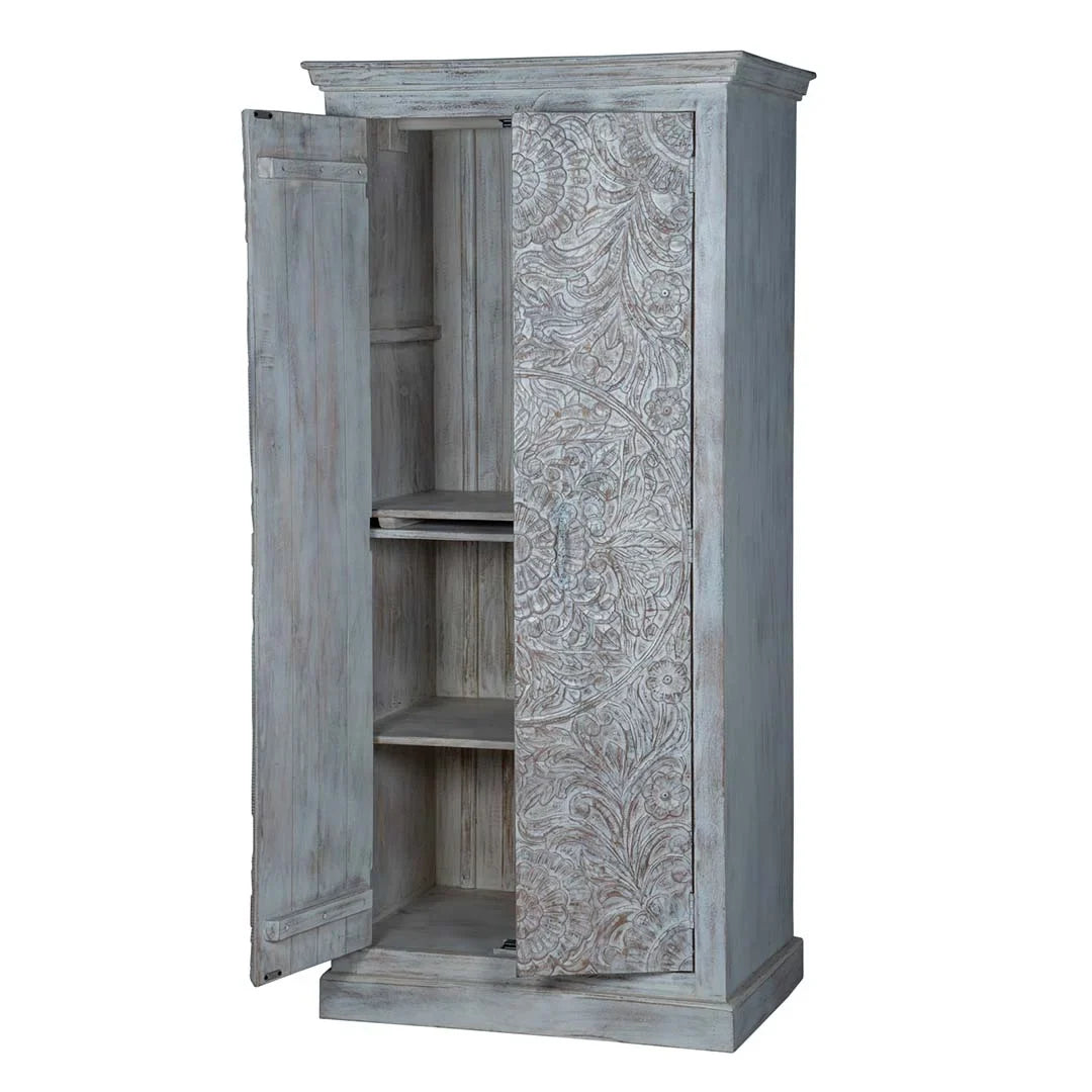 Wardrobe Maadze Chic Shabby White Carved