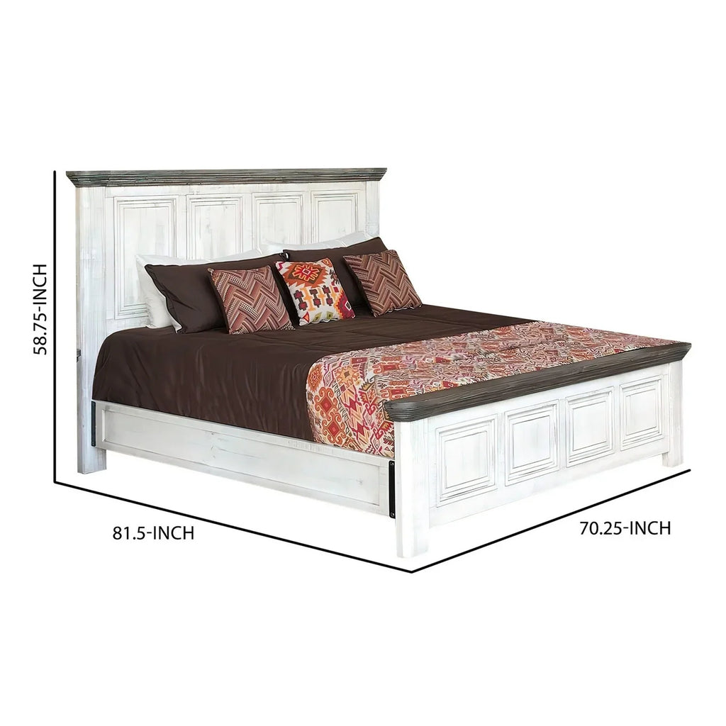 Feyi Size Footboard, Headboard Bed, Rustic Gray Benjara Clean White, Queen and