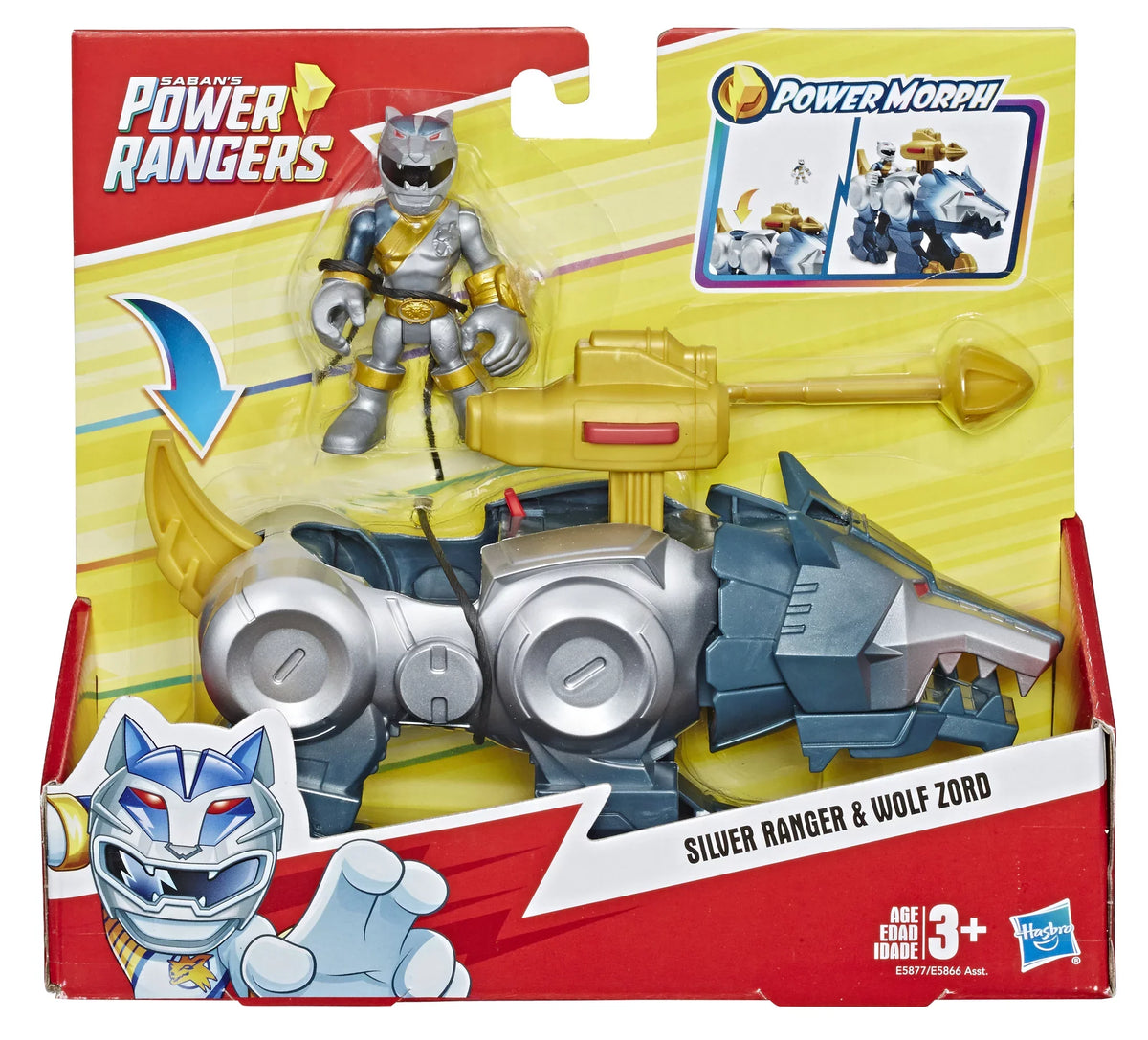 Power Playskool Rangers Silver Figures Wolf and Ranger Zord 2-Pack Heroes
