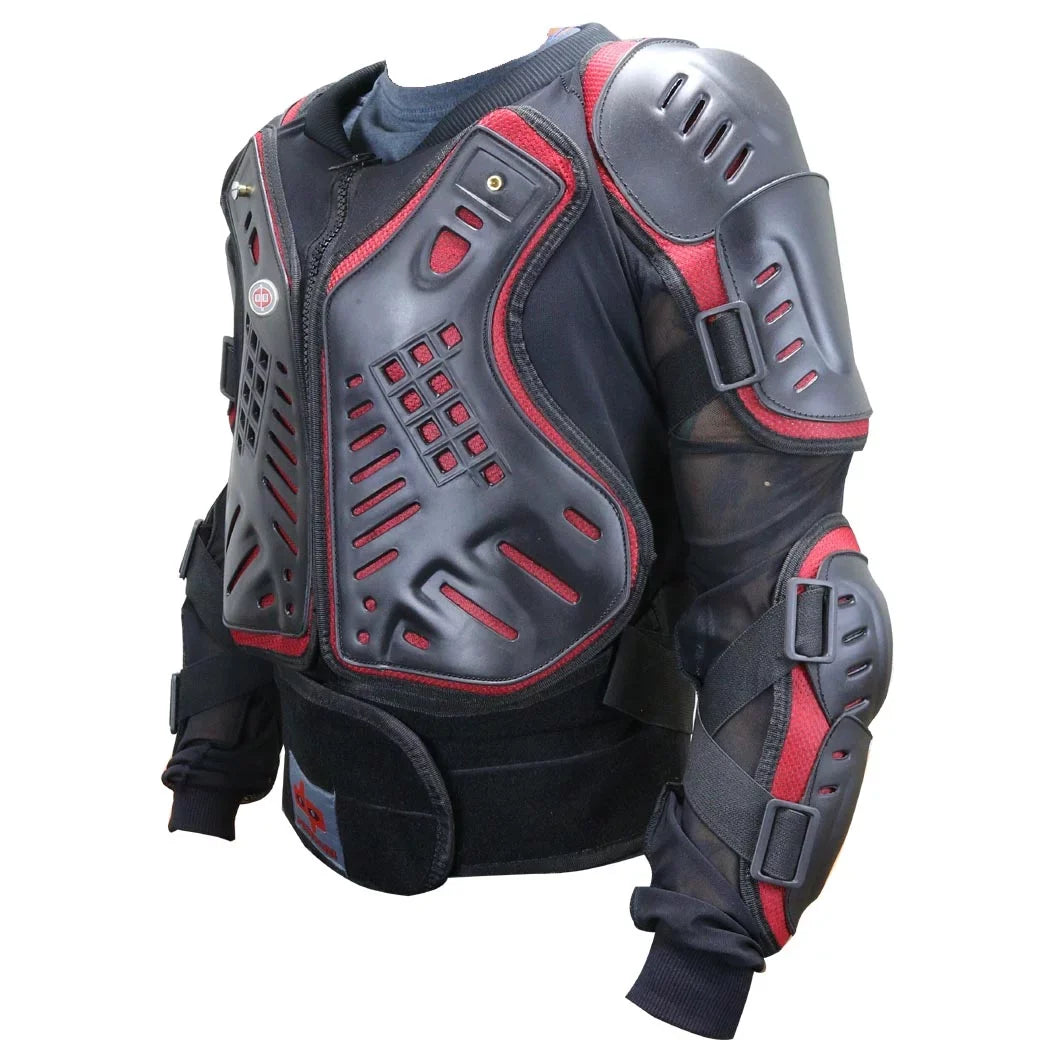 Medium Motorcycle - Armor Perrini Full Red Body CE & Black Approved Jacket
