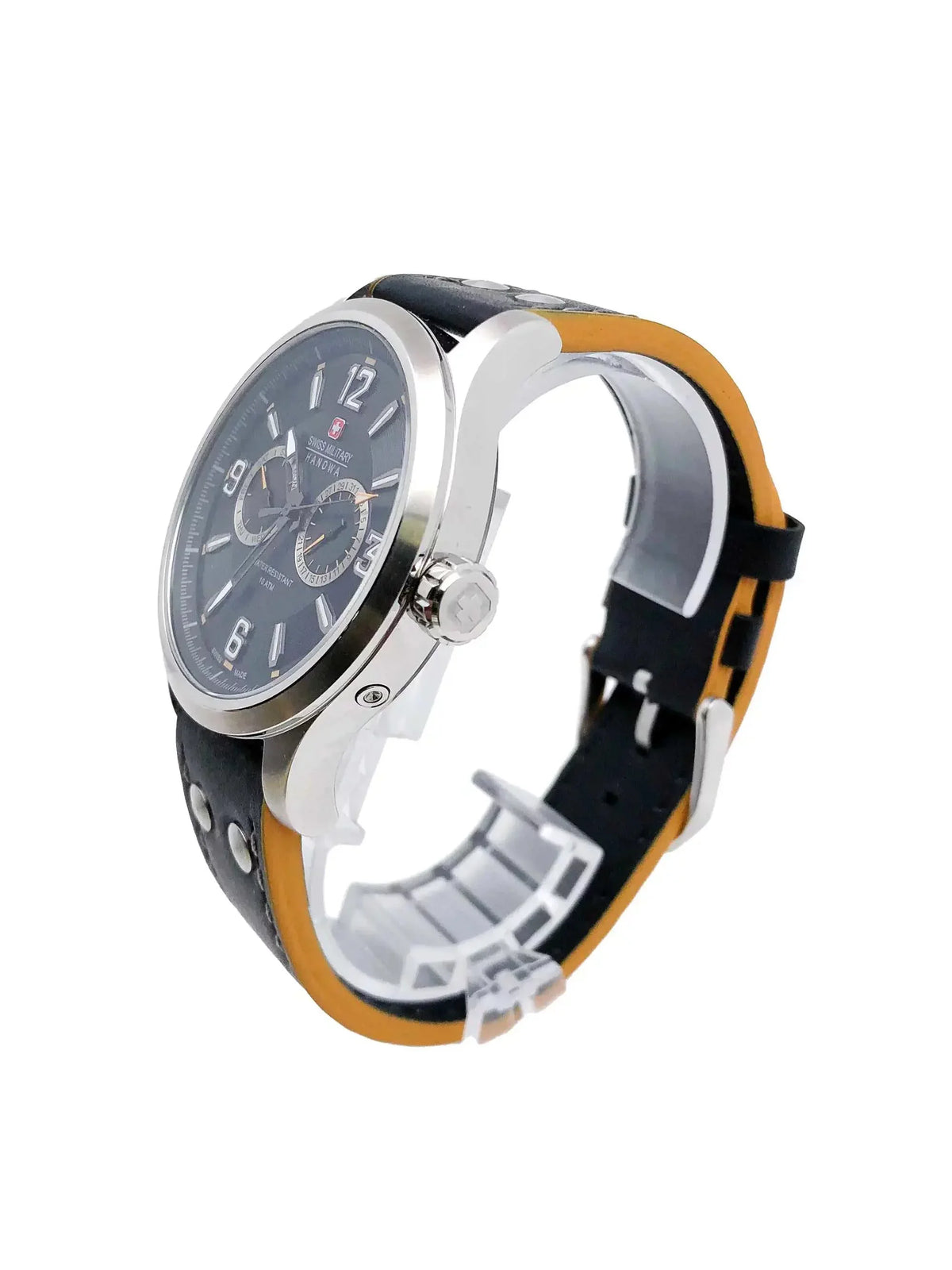 Mens Swiss Black S-Steel Dial 06-4307.04.007 Military Hanowa Watch Quartz