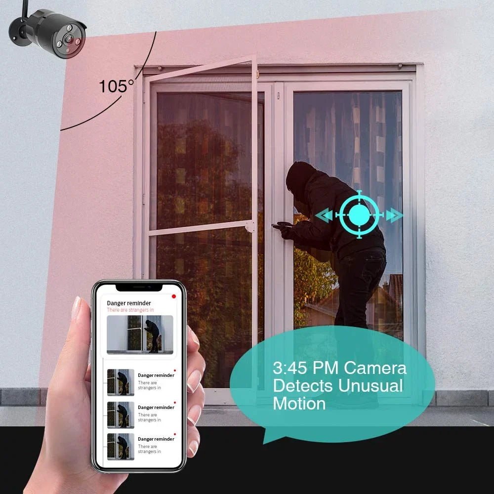 Weatherproof Security Wireless Night Netvue WiFi Detection Vision-Black Camera, Outdoor Motion Camera with Security