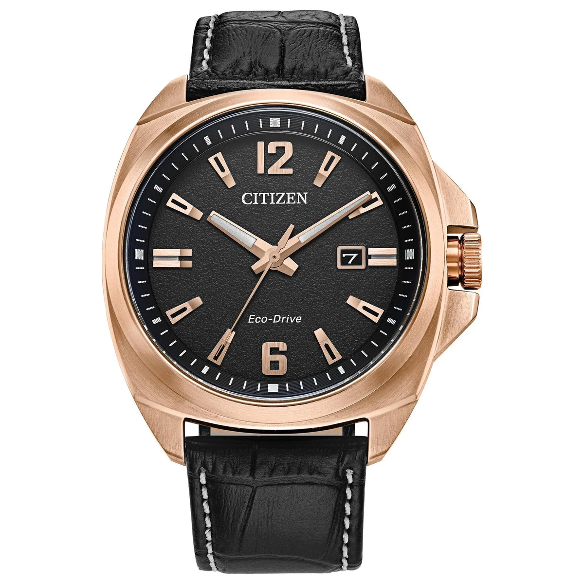 Leather - Men's Black Eco-Drive AW1723-02E Watch Citizen Strap Endicott