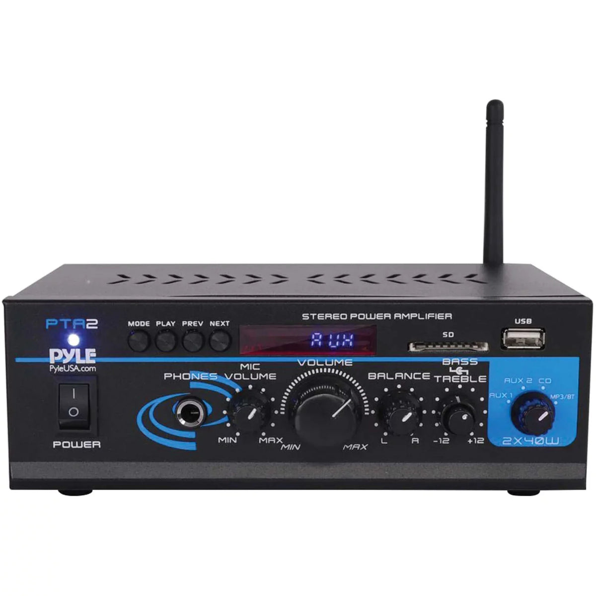 with 40W Amplifier Power 2 x Bluetooth Pyle Home Mini Remote Stereo Control PTA2