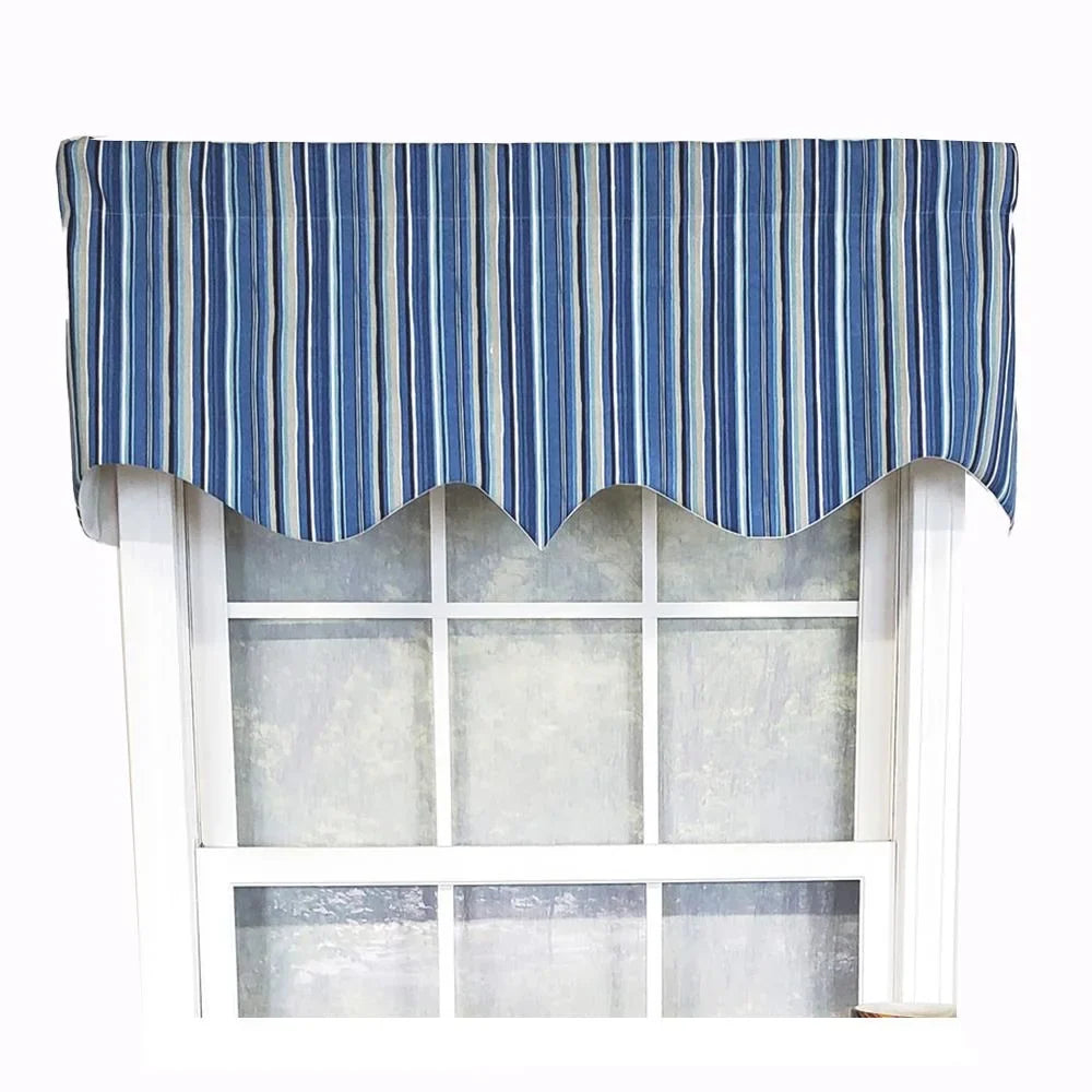 Valance Beach Window Home Stripe 17" Blue Regal Design 50" Modern Style x Classic RLF