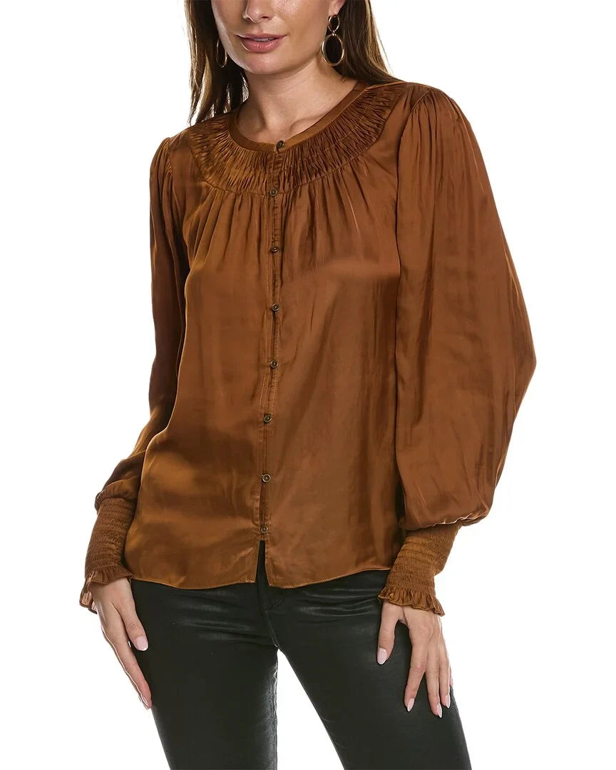 Brown S, Isla Ramy Blouse, womens Brook