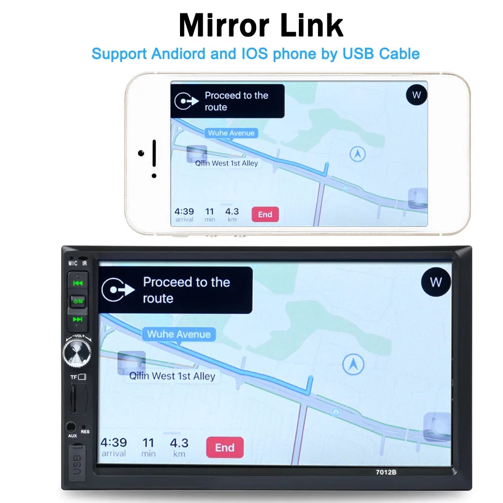 Link(Both Mirror Stereo Car Din Android System) Screen and with Support Reverse Radio And Bluetooth Touch HD 7" ios Car Camera Double