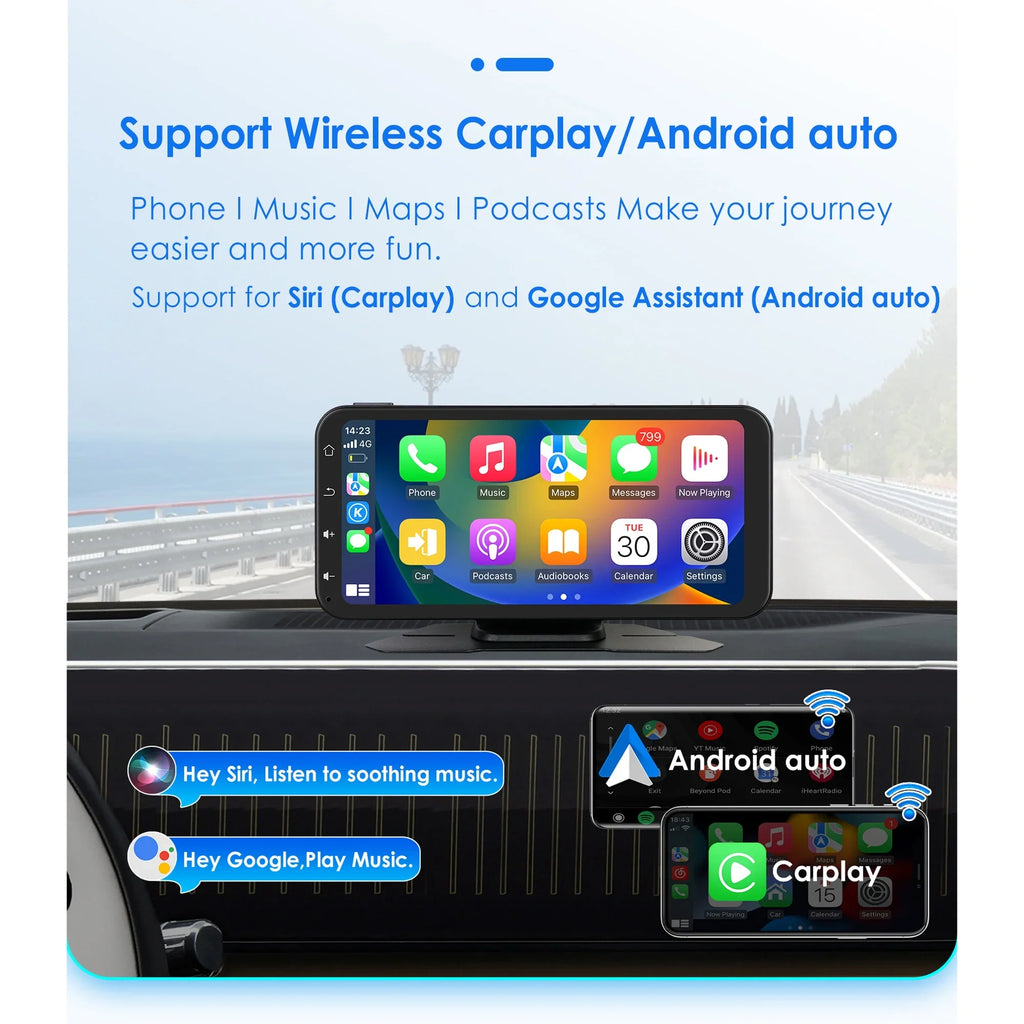 Touchscreen 360° Navigation Auto Ossuret Wireless Camera Carplay Radio 6.25" Car Support  Android Receiver Adjustable Bluetooth Backup GPS Audio With Stereo